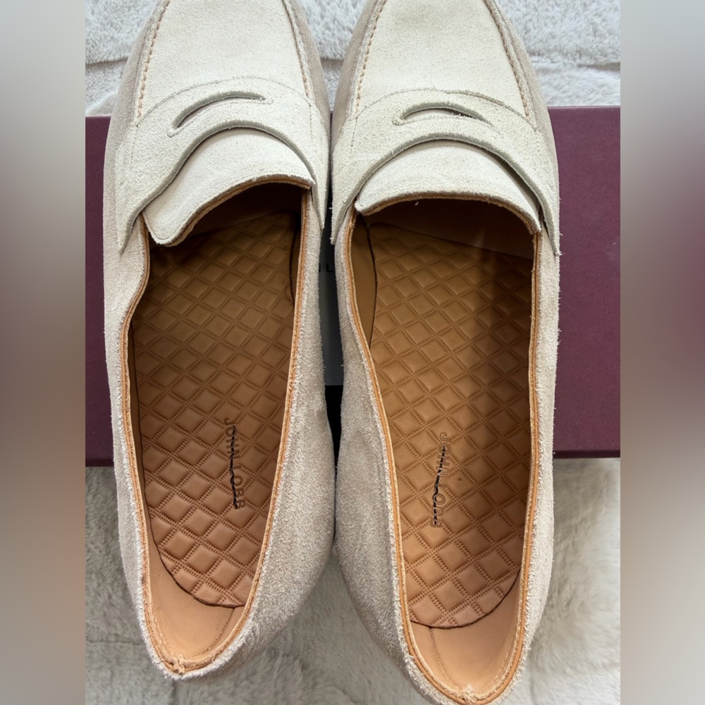 NEW! $1,980 John Lobb “Lopez” Suede Sand Cream Beige Tan Loafers 9W 10D - Picture 7 of 10